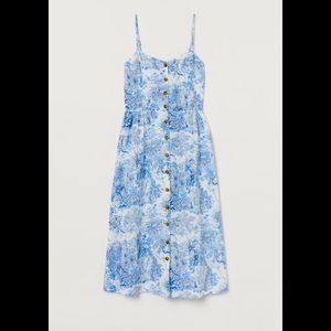 White and blue midi dress